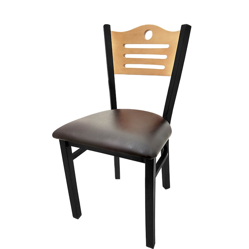 shoreline wood back chair with black frame