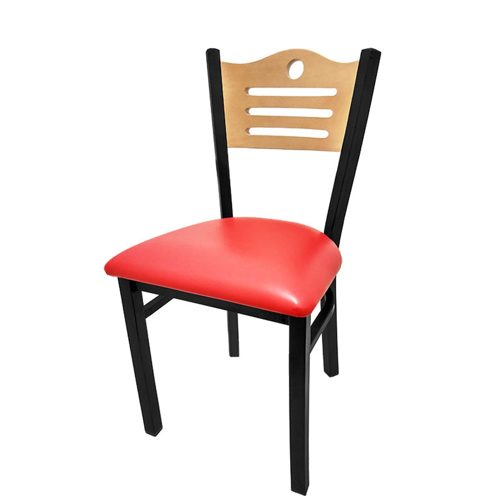 shoreline wood back chair with black frame