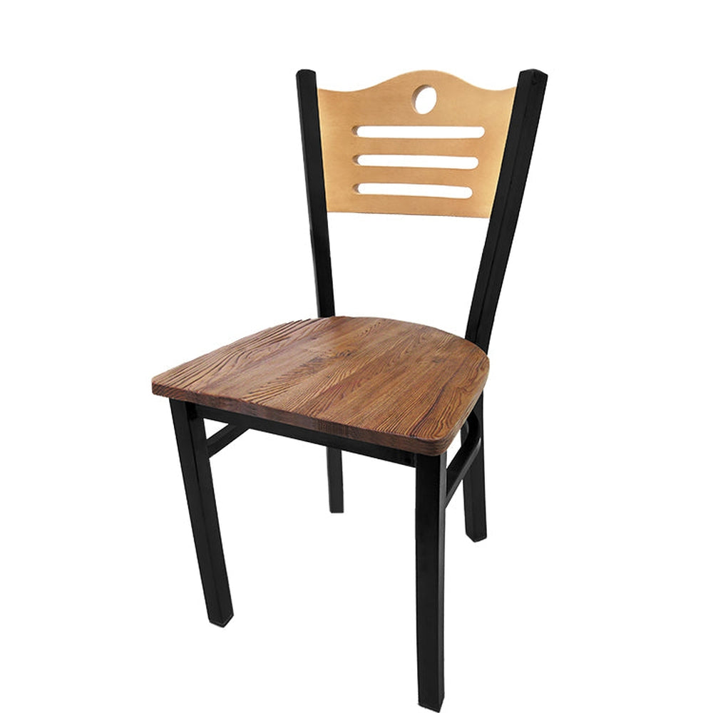 shoreline wood back chair with black frame