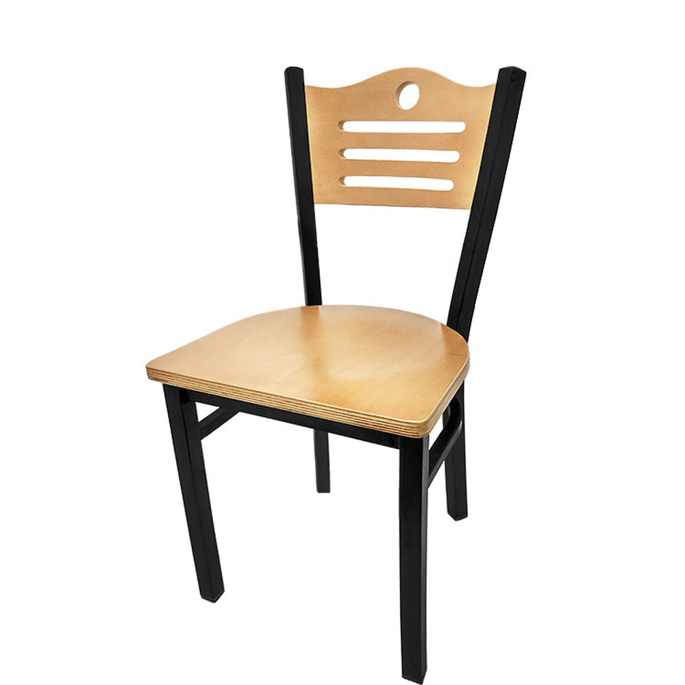 shoreline wood back chair with black frame