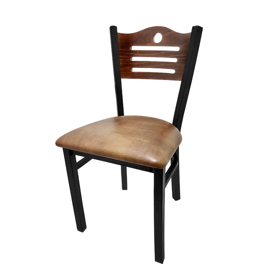 shoreline wood back chair with black frame