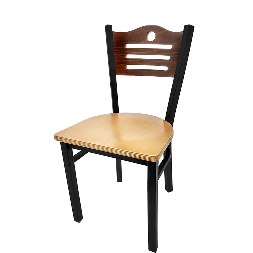 shoreline wood back chair with black frame