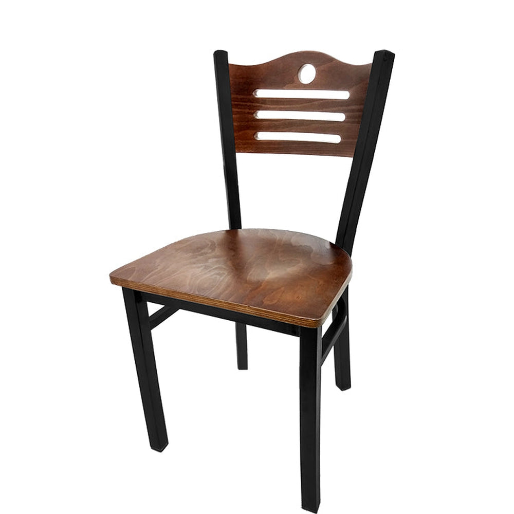 shoreline wood back chair with black frame