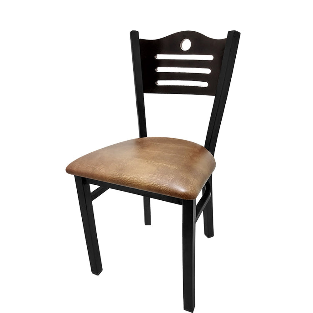 shoreline wood back chair with black frame