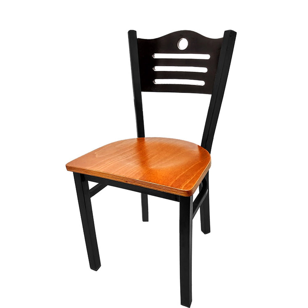 shoreline wood back chair with black frame