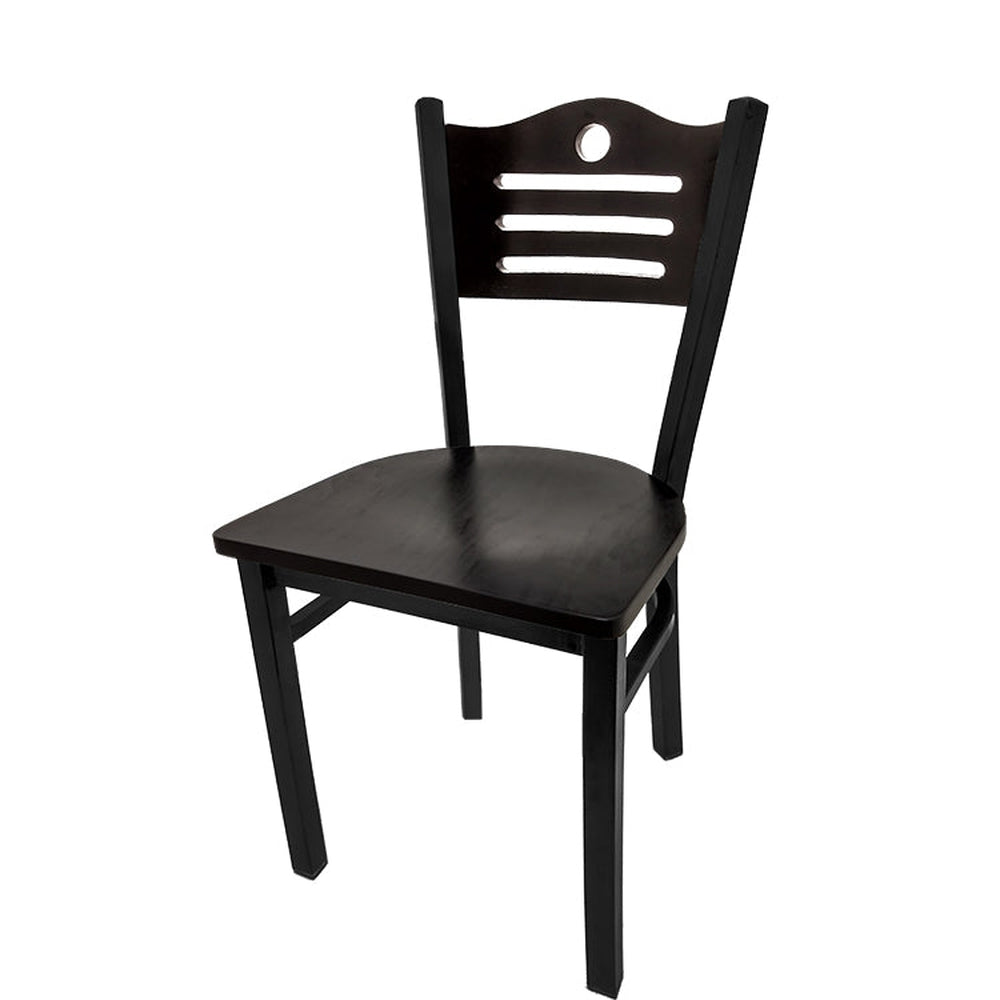 shoreline wood back chair with black frame