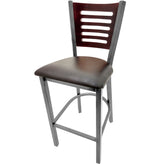 5 line wood back barstool with clear coat frame