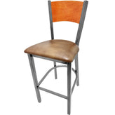 plain wood back barstool with clear coat frame