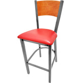 plain wood back barstool with clear coat frame