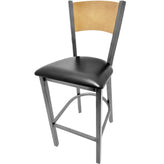 plain wood back barstool with clear coat frame