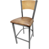 plain wood back barstool with clear coat frame