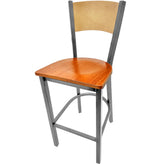 plain wood back barstool with clear coat frame