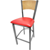 plain wood back barstool with clear coat frame