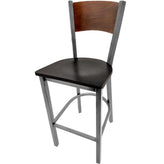 plain wood back barstool with clear coat frame