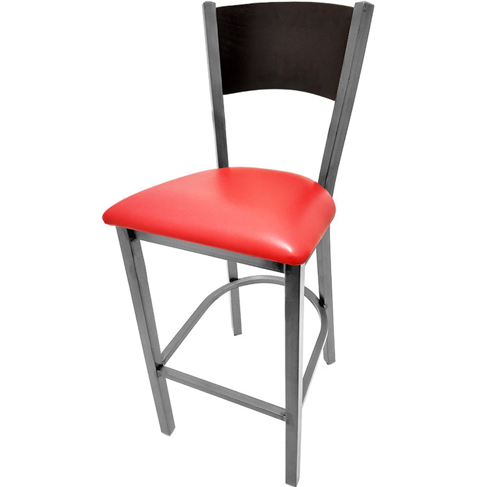 plain wood back barstool with clear coat frame