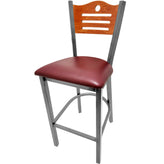 shoreline wood back barstool with clear coat frame