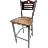 shoreline wood back barstool with clear coat frame