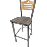 shoreline wood back barstool with clear coat frame