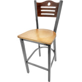 shoreline wood back barstool with clear coat frame