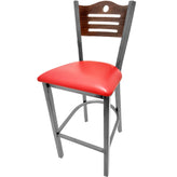 shoreline wood back barstool with clear coat frame