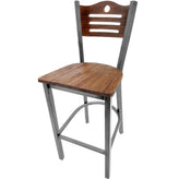 shoreline wood back barstool with clear coat frame