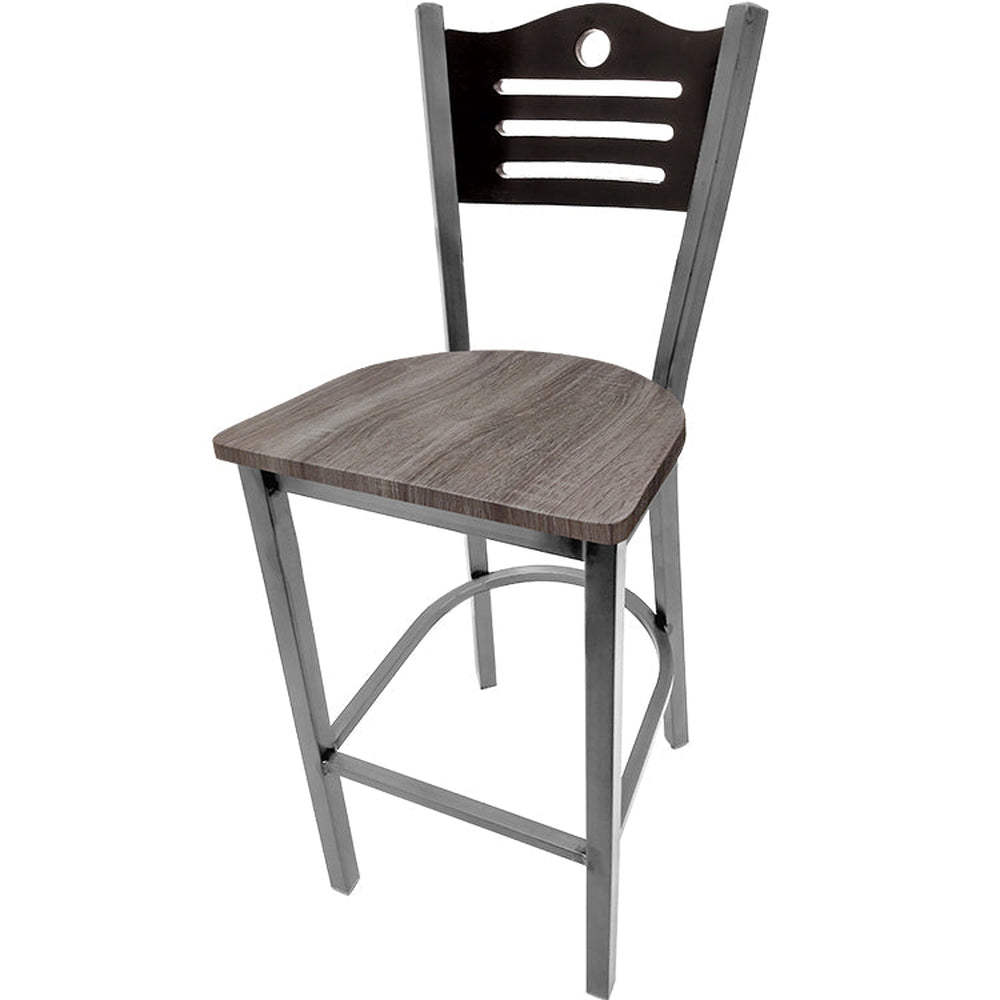 shoreline wood back barstool with clear coat frame