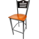 shoreline wood back barstool with clear coat frame