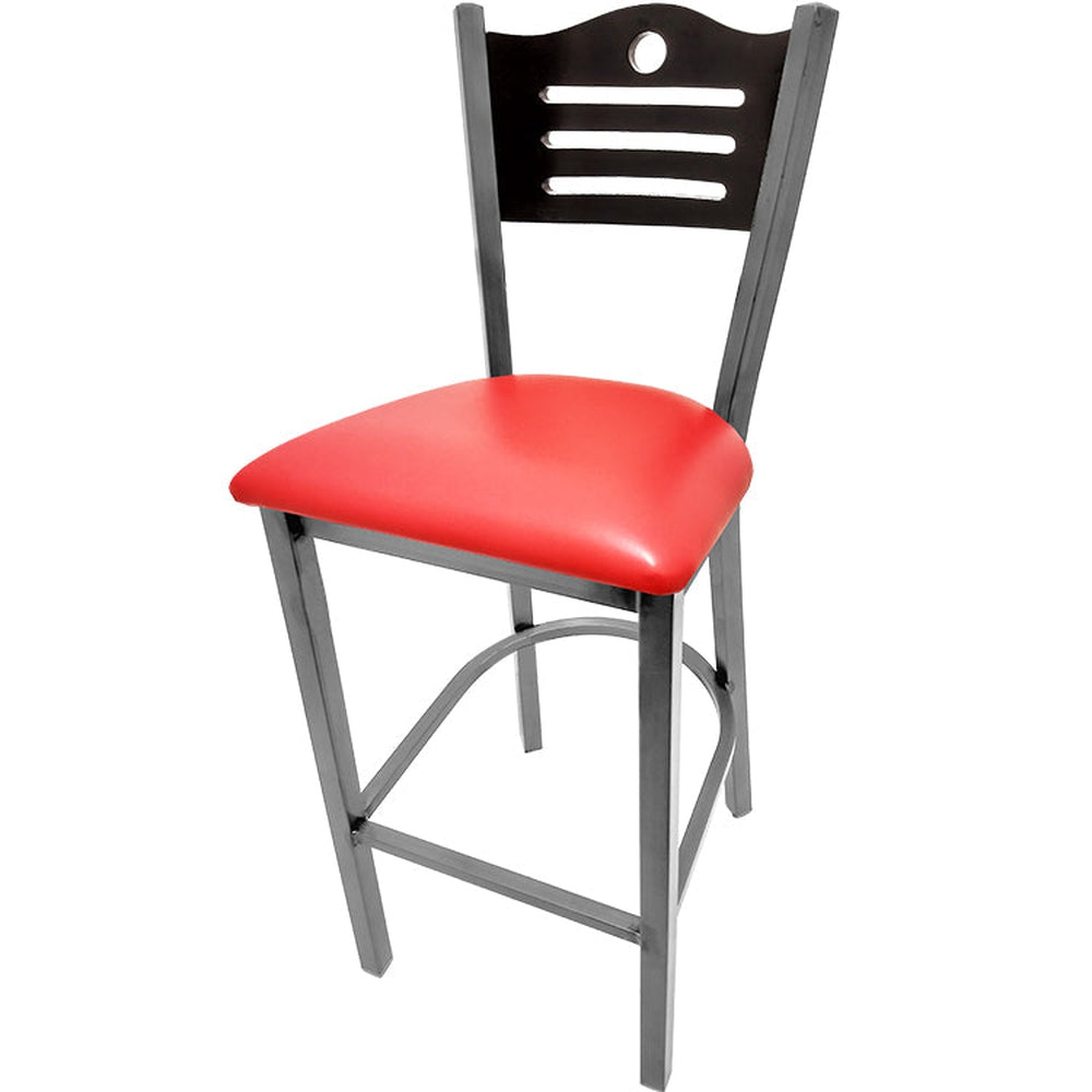 shoreline wood back barstool with clear coat frame