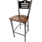 shoreline wood back barstool with clear coat frame