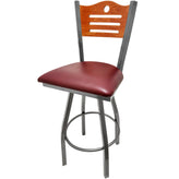 shoreline wood back barstool with clear coat swivel frame