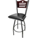 shoreline wood back barstool with clear coat swivel frame