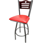 shoreline wood back barstool with clear coat swivel frame