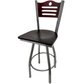 shoreline wood back barstool with clear coat swivel frame