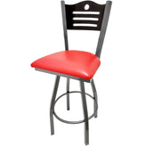 shoreline wood back barstool with clear coat swivel frame