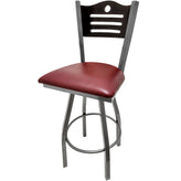 shoreline wood back barstool with clear coat swivel frame