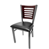 5 line wood back chair with clear coat frame