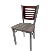 5 line wood back chair with clear coat frame