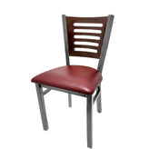 5 line wood back chair with clear coat frame