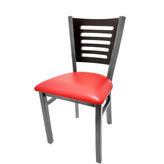 5 line wood back chair with clear coat frame