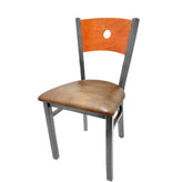 bullseye wood back chair with clear coat frame