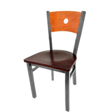 bullseye wood back chair with clear coat frame