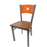 bullseye wood back chair with clear coat frame