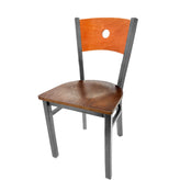 bullseye wood back chair with clear coat frame