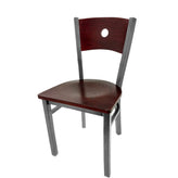 bullseye wood back chair with clear coat frame