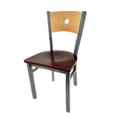 bullseye wood back chair with clear coat frame