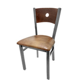 bullseye wood back chair with clear coat frame