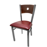 bullseye wood back chair with clear coat frame