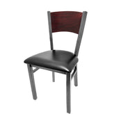 plain wood back chair with clear coat frame