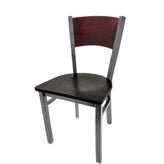 plain wood back chair with clear coat frame