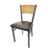 plain wood back chair with clear coat frame